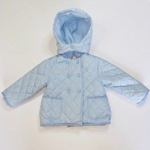 Gocco Quilted Baby Blue Jacket with detachable hood Size 18-24 months